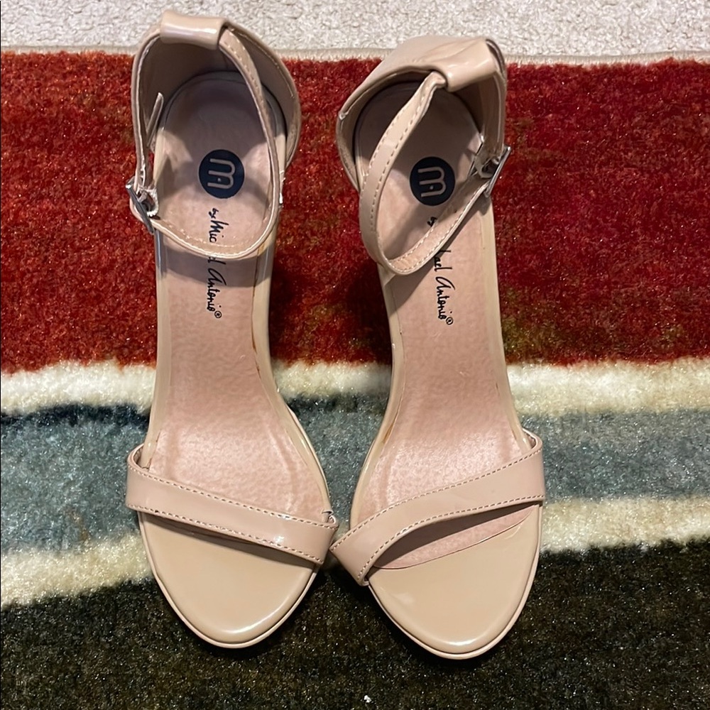 Michael Antonio Cream Heels with Ankle Strap